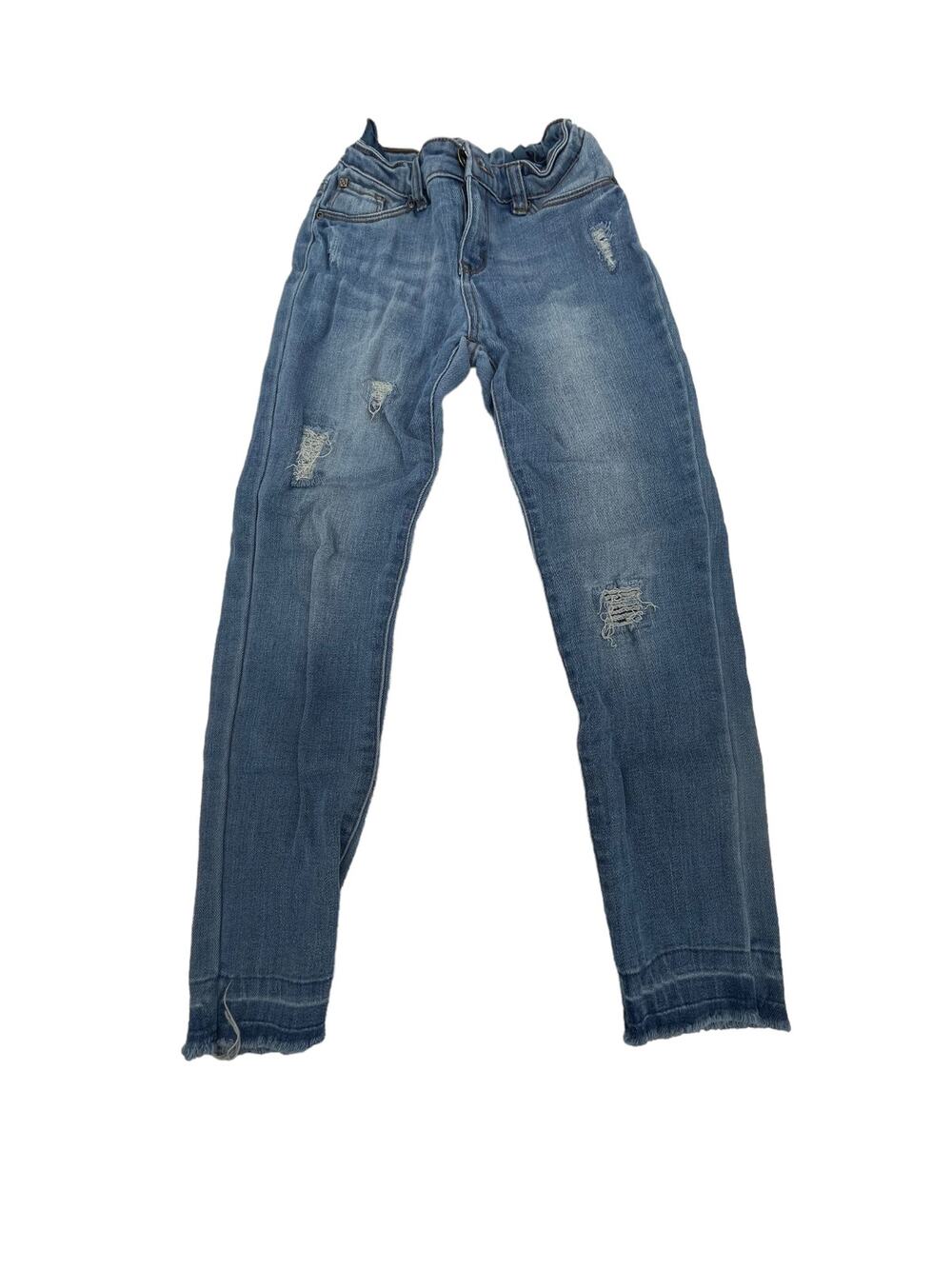 DKNY Girls Medium Wash Blue Denim Distressed Skinny Jeans Youth Size 12